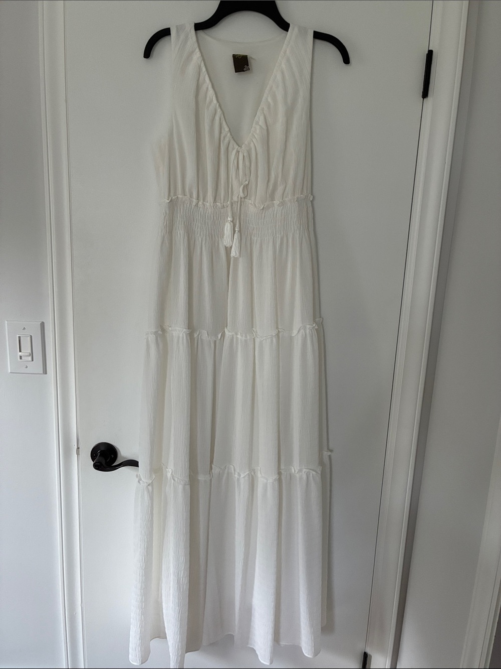 Taylor Bohemian Tassel-Tie Maxi Dress in White